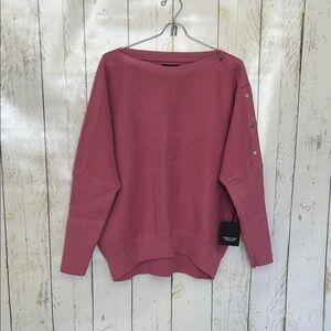 Simply Vera Vera Wang Dusty Pink Buttoned Crew Neck Sweater